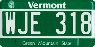 VT license plate WJE318