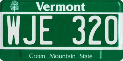 VT license plate WJE320