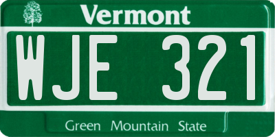 VT license plate WJE321