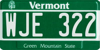 VT license plate WJE322