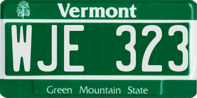 VT license plate WJE323