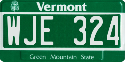 VT license plate WJE324