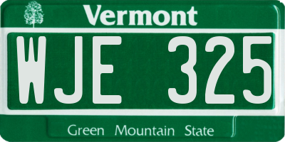 VT license plate WJE325