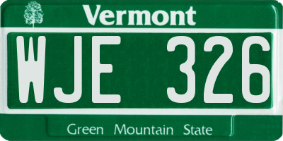 VT license plate WJE326