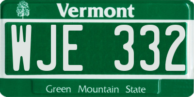 VT license plate WJE332