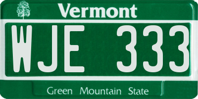 VT license plate WJE333