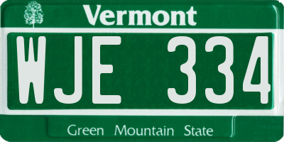 VT license plate WJE334