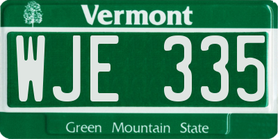 VT license plate WJE335