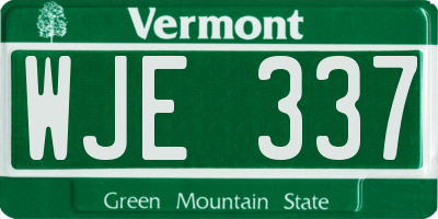 VT license plate WJE337