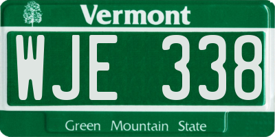 VT license plate WJE338