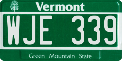 VT license plate WJE339