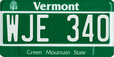 VT license plate WJE340