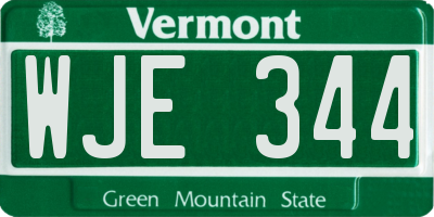 VT license plate WJE344