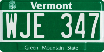 VT license plate WJE347