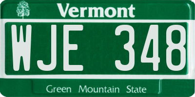 VT license plate WJE348