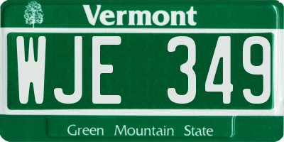 VT license plate WJE349