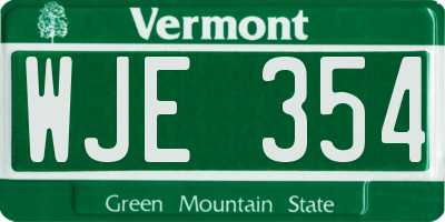 VT license plate WJE354
