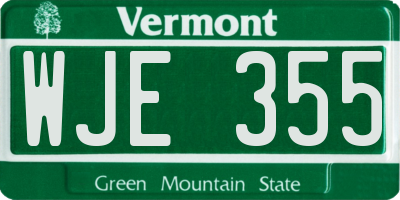 VT license plate WJE355