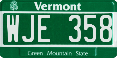 VT license plate WJE358