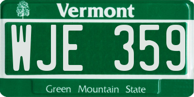 VT license plate WJE359
