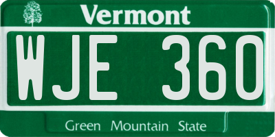 VT license plate WJE360