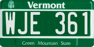 VT license plate WJE361