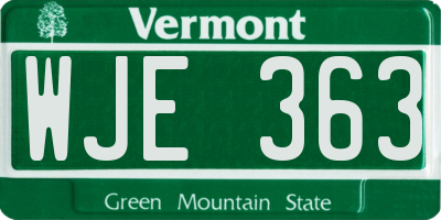VT license plate WJE363