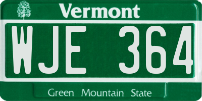 VT license plate WJE364