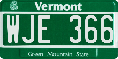 VT license plate WJE366