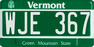 VT license plate WJE367
