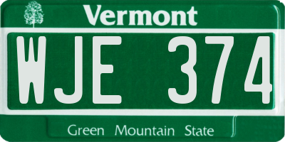 VT license plate WJE374