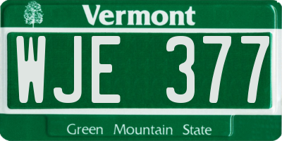VT license plate WJE377