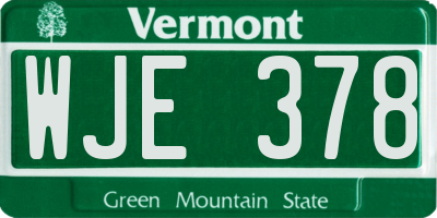 VT license plate WJE378