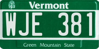 VT license plate WJE381