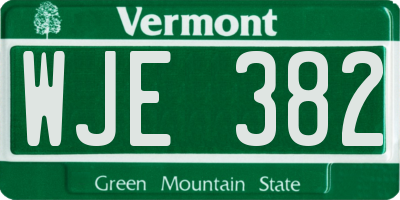 VT license plate WJE382