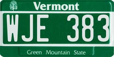VT license plate WJE383