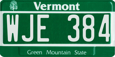 VT license plate WJE384
