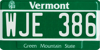 VT license plate WJE386