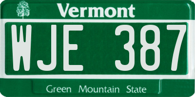 VT license plate WJE387