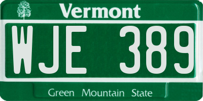 VT license plate WJE389