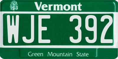 VT license plate WJE392