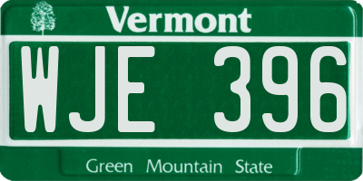 VT license plate WJE396