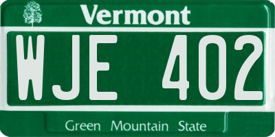 VT license plate WJE402