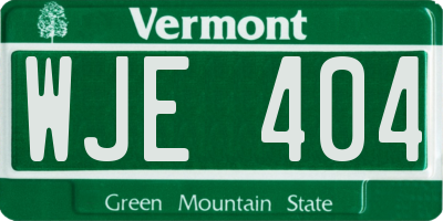VT license plate WJE404