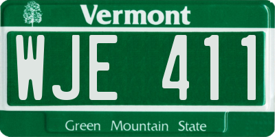VT license plate WJE411