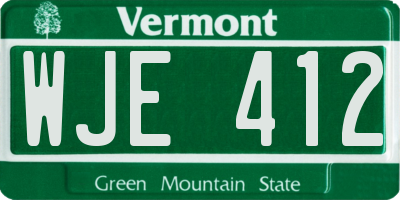 VT license plate WJE412