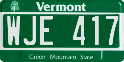 VT license plate WJE417