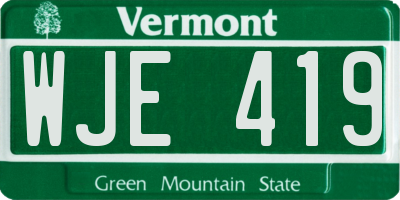 VT license plate WJE419