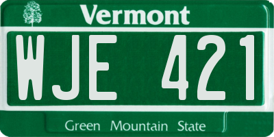 VT license plate WJE421