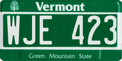 VT license plate WJE423